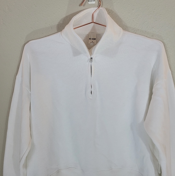 RE/DONE Off White The 70s Half Zip Sweatshirt Size M - Picture 2 of 13